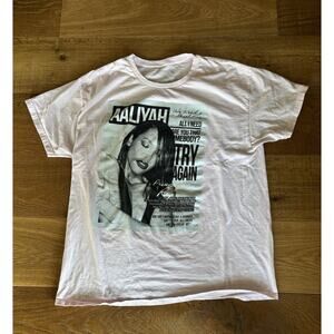 Aaliyah Graphic T-Shirt Princess of R&B “Try Again” Y2K Tee Pink Size XL